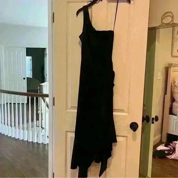 XSCAPE Black One Shoulder Ruffle Gown - Picture 3 of 10